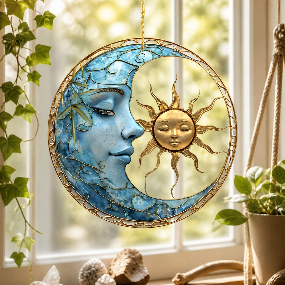 Celestial Moon & Sun Acrylic Window Suncatcher