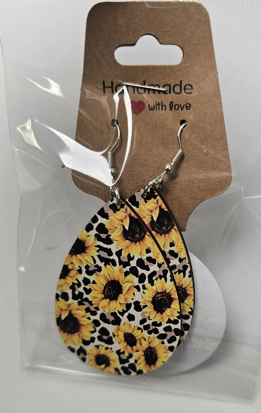 Sunflower Teardrop Resin Dangle Earrings