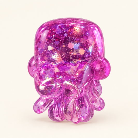 Purple Glitter-Filled Translucent Jellyfish Squishy