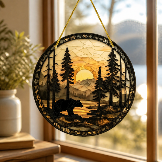 Forest Sunset Bear Acrylic Window Suncatcher